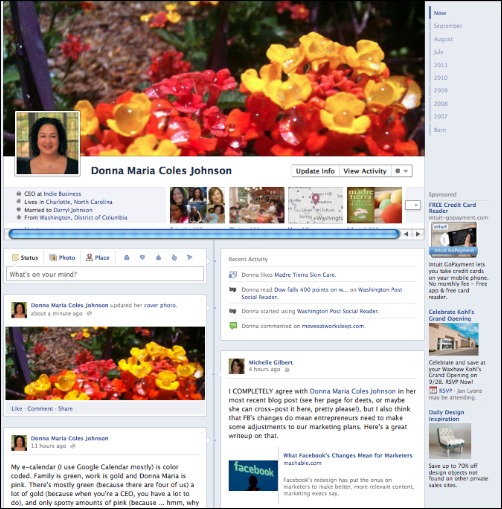 New FaceBook profile page
