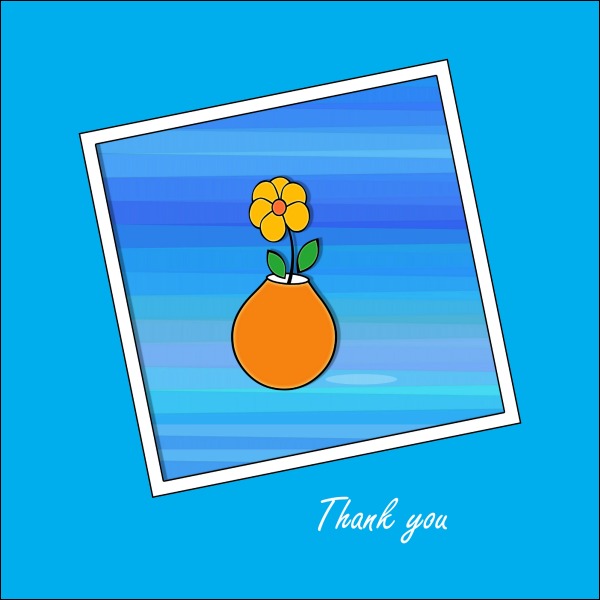 thank you with blue flowers in vase