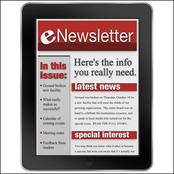 email newsletter on tablet